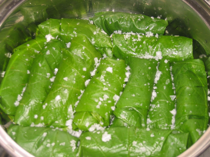 Hojas de parra rellenas ( ialenyi) Las recetas de Mabel Mendez